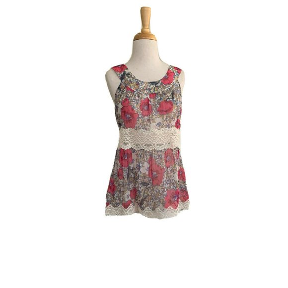 Anna Sui Tops - Anna Sui for Anthropology Multicolor Floral Lace Top S